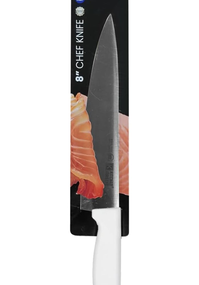 Kitchen Master 8 Inch Stainless Steel Professional Chef Knife (White) | NSF Certified for Dairy & Baked Goods - Image 3